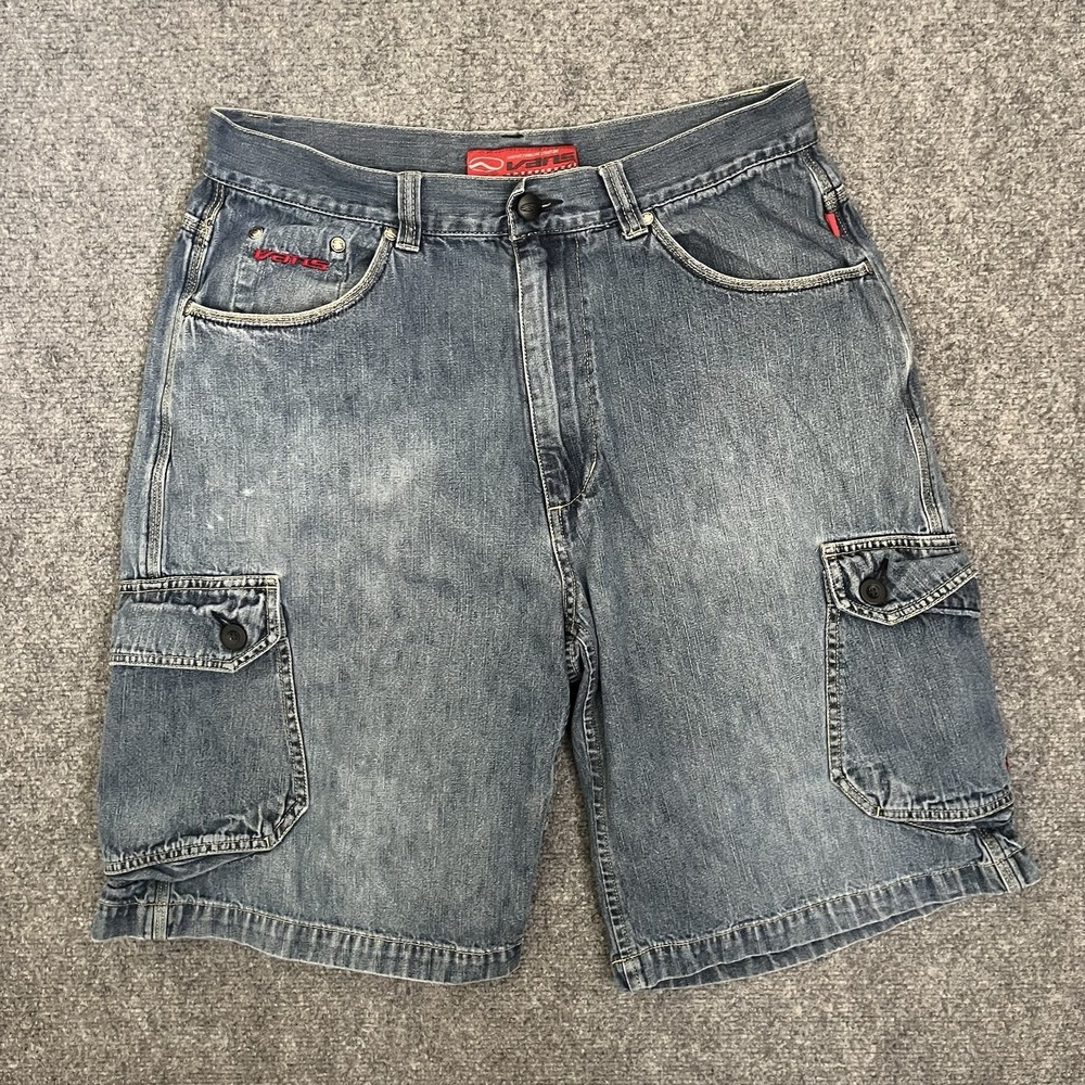 VTG Vans Jean‎ Shorts Mens Fits 30 Blue Denim Embroidered Baggy Jorts Skater Y2K